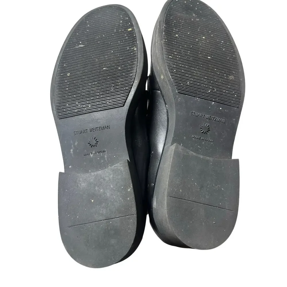 Stuart Weitzman Black Leather Brenna Loafers
